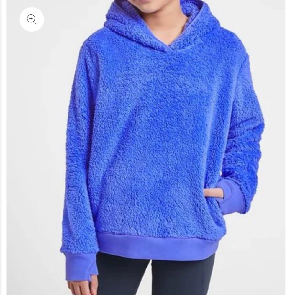 Athleta Girl So Snug Printed Sherpa Hoodie Size 14 purple blue